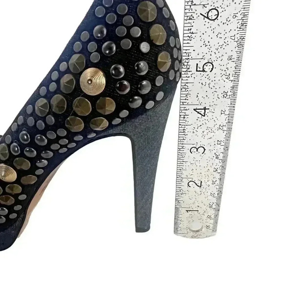Diesel Kristaly Indigo Heels Denim Studded Stilettos Heels Pumps Size 8.5 US - Picture 9 of 11